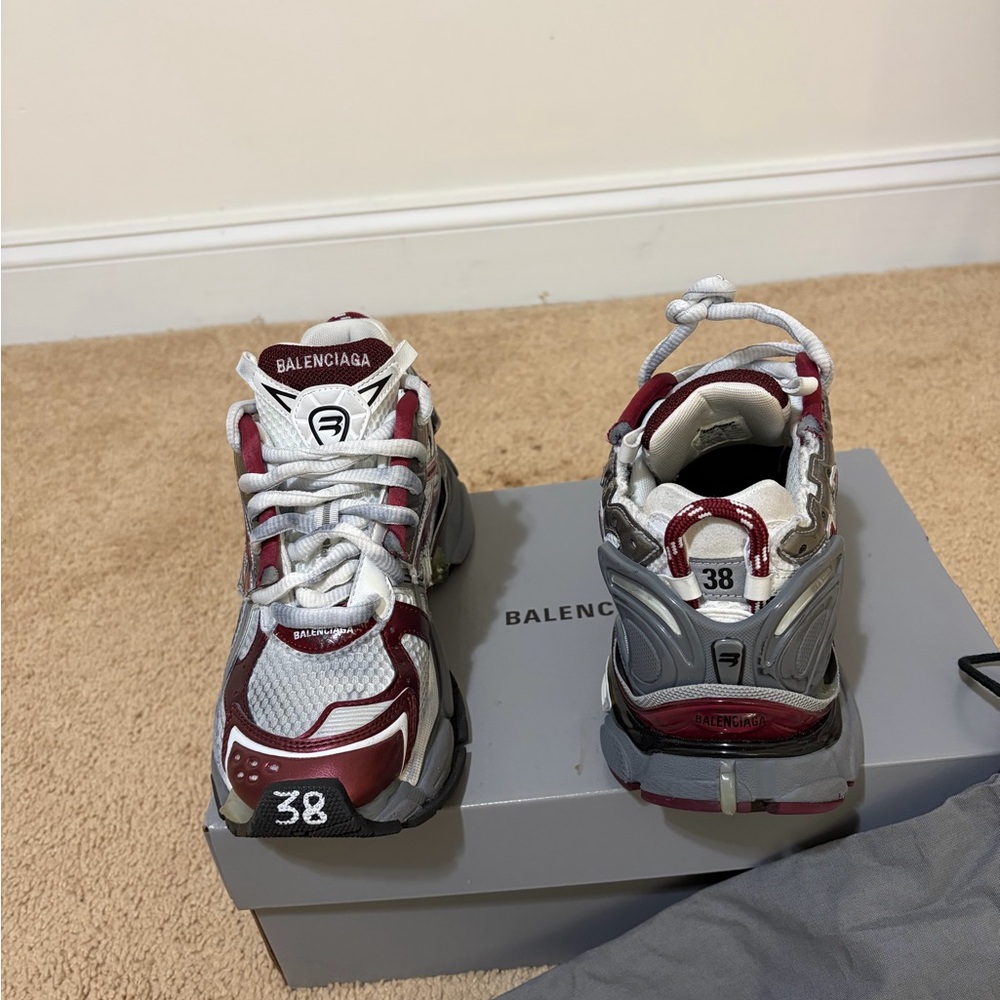 Balenciaga Burgundy and White Sneakers